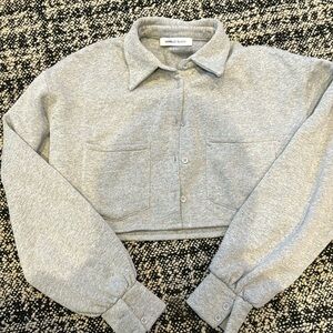 Grey button up crop shirt